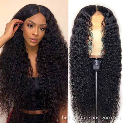 Cheap brazilian virginKinky Curly Front Lace Wig Real Human Hair HD T Part Lace Real Human Hair Wig 180% Density Natural Color